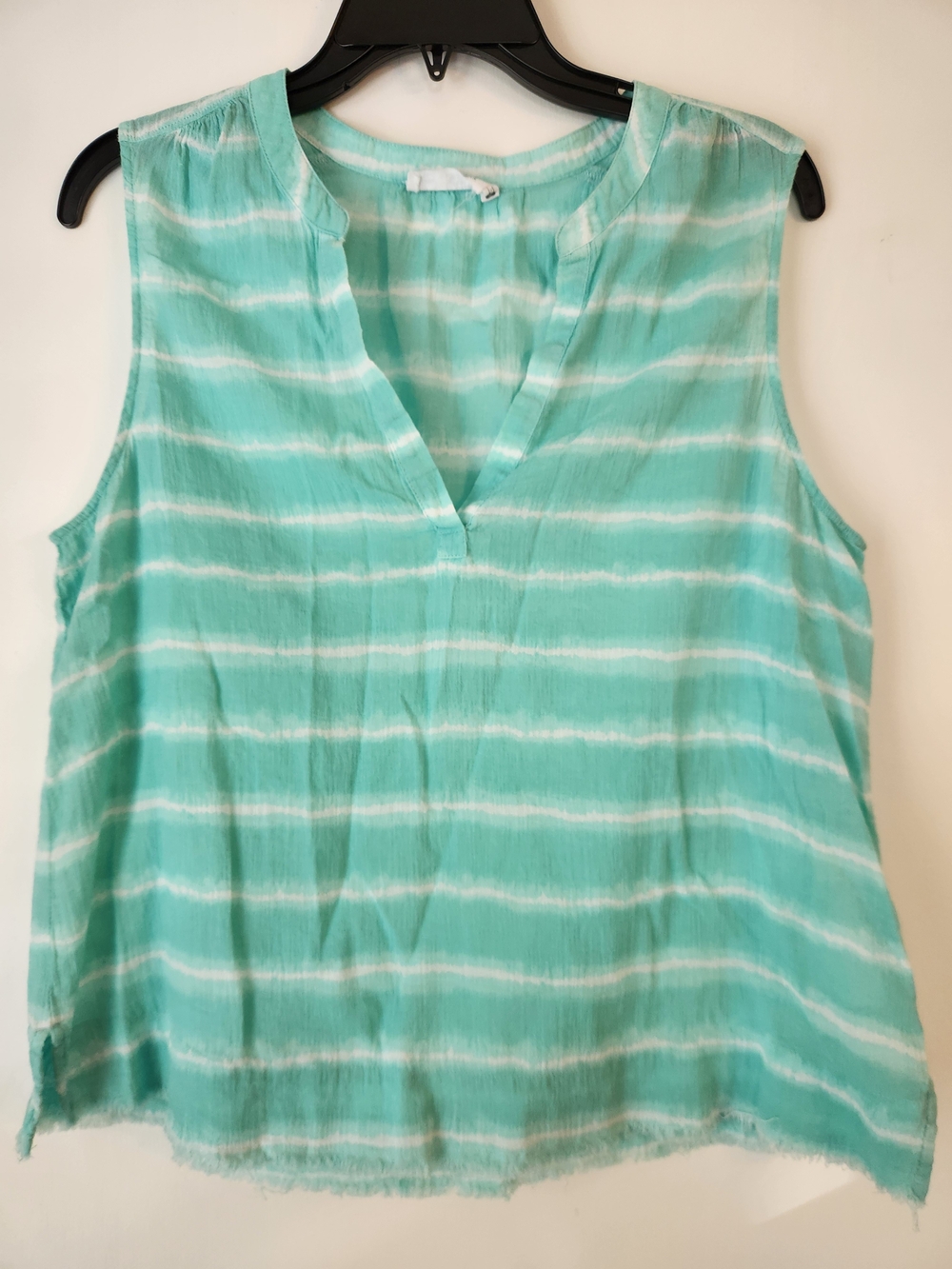 Carve Designs Mint and White Striped Sleeveless V-Neck Tank